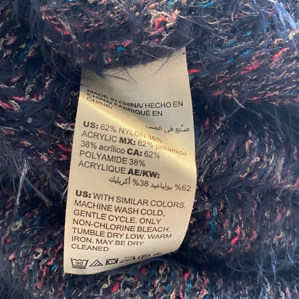 Chico's Blue Colorful Fuzzy Sweater Size 1 (M) - Picture 4 of 6